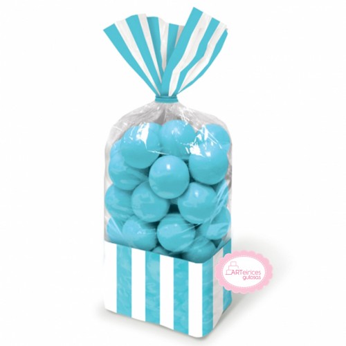 Sacos Celofane Riscas Azul